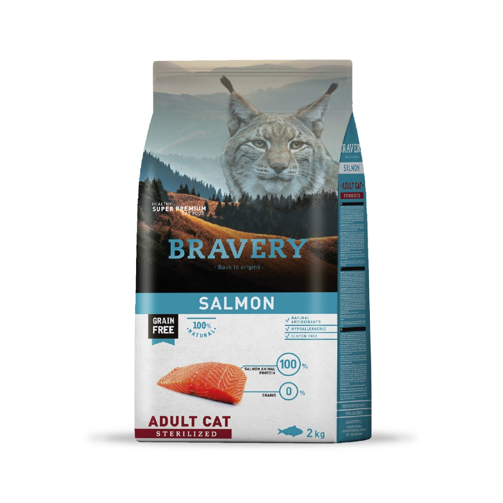 bravery-gato-esterilizado-salmon Bravery Gato Adulto Esterilizado Salmón 2kg