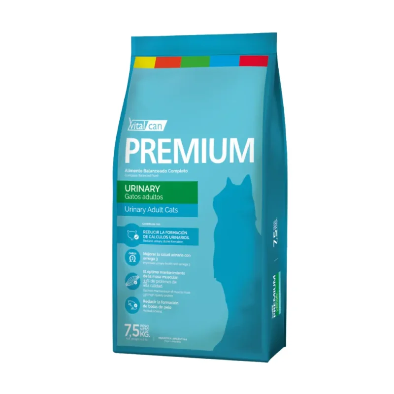 Bolsa de alimento para gatos Vitalcan Urinary 7.5kg, fórmula para salud urinaria