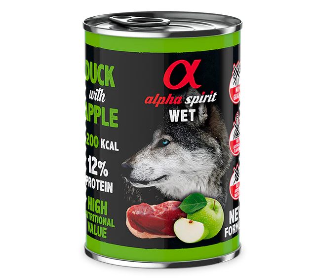 Alpha Spirit Lata Pato con Manzana Verde (400 gr)